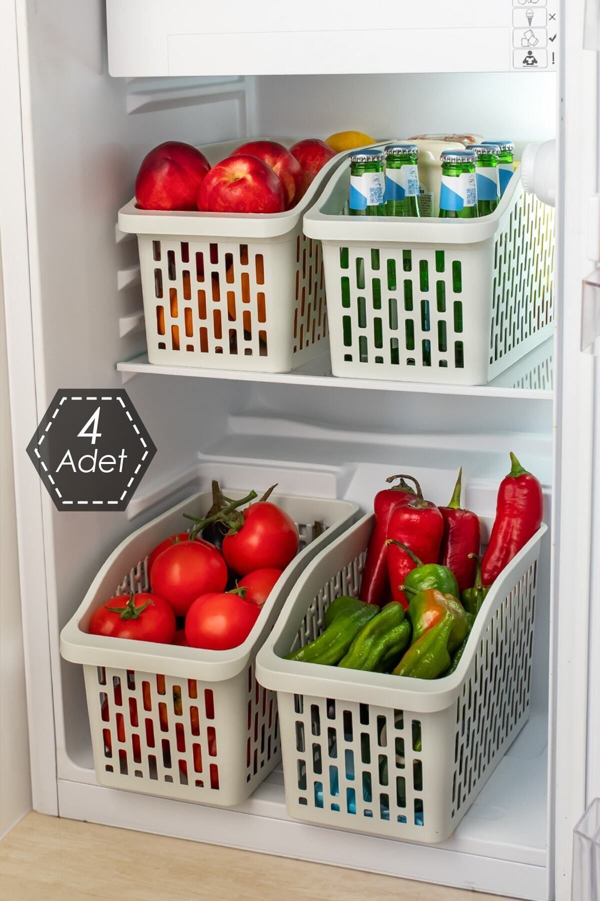 Porsima 8108 4lü Çok Amaçlı Plastik Dolap Içi Düzenleyici Saklama Kutusu Organizer Sepet