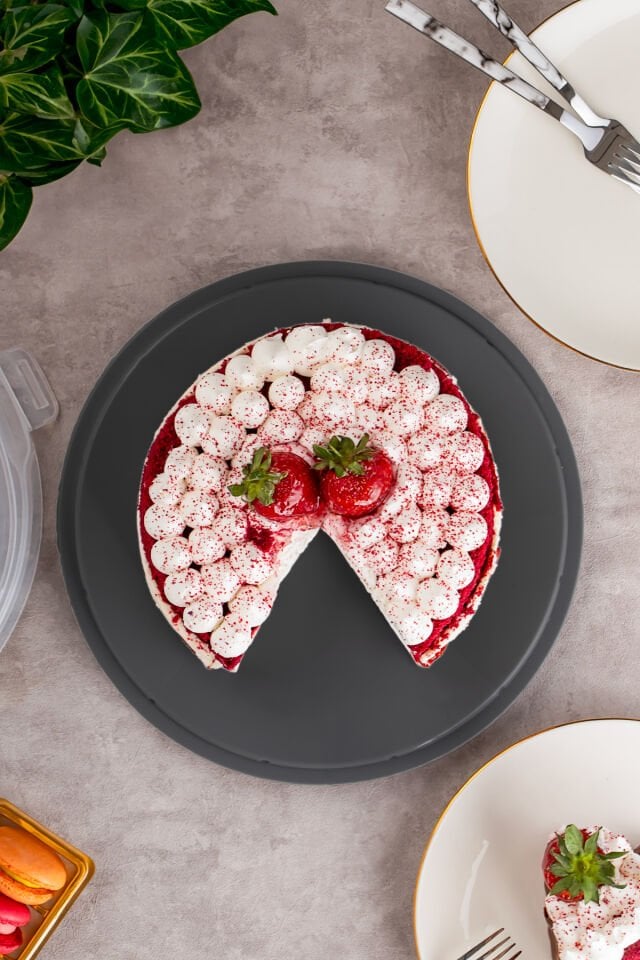 Porsima 1091 Yuvarlak Kek Pasta Börek Saklama Kabı - Kilitli Kapaklı Taşıma Fanusu 25 cm Antrasit