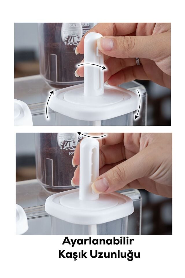 Porsima 1098 12'li Kaydırmalı Kendinden Kaşıklı Sızdırmaz Kapaklı Etiketli Baharatlık Seti - Saklama Kabı Beyaz