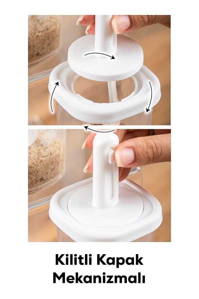 Porsima 1098 12'li Kaydırmalı Kendinden Kaşıklı Sızdırmaz Kapaklı Etiketli Baharatlık Seti - Saklama Kabı Beyaz