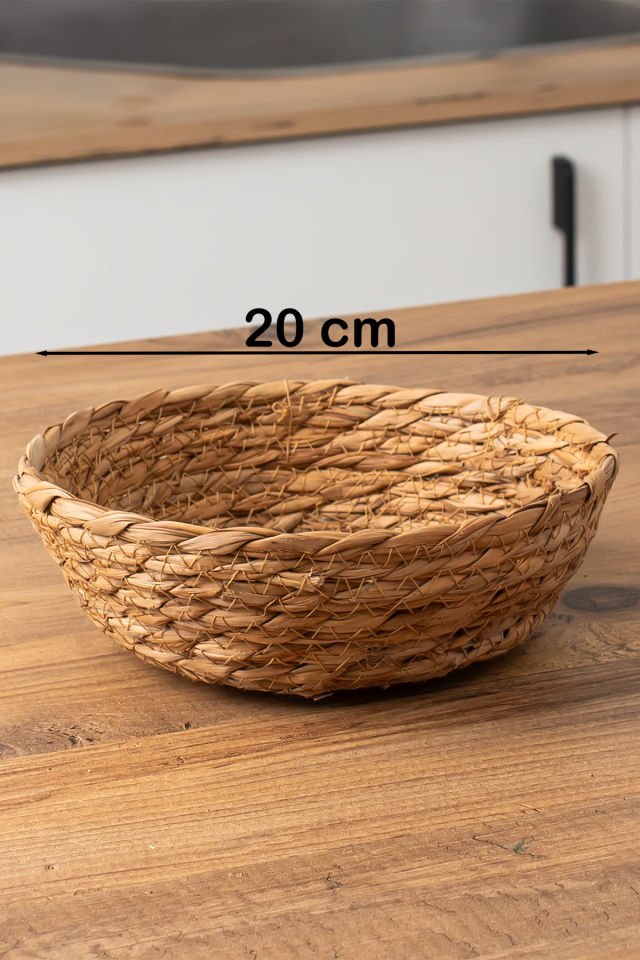 Porsima 15295 Hasır El Örmesi 3'lü Ekmek Sepeti, Hasır Meyve Sepeti Çok Amaçlı Banyo, Mutfak, Oda Organizeri