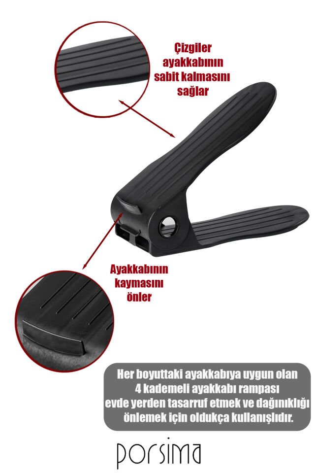Porsima Org -201 10 lu Ayakkabı Rampası Ayakkabı Düzenleyici Dolap İçi Organizer- Siyah