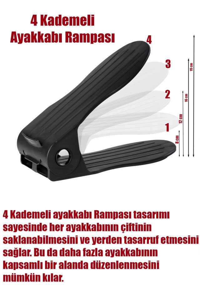 Porsima Org -201 10 lu Ayakkabı Rampası Ayakkabı Düzenleyici Dolap İçi Organizer- Siyah