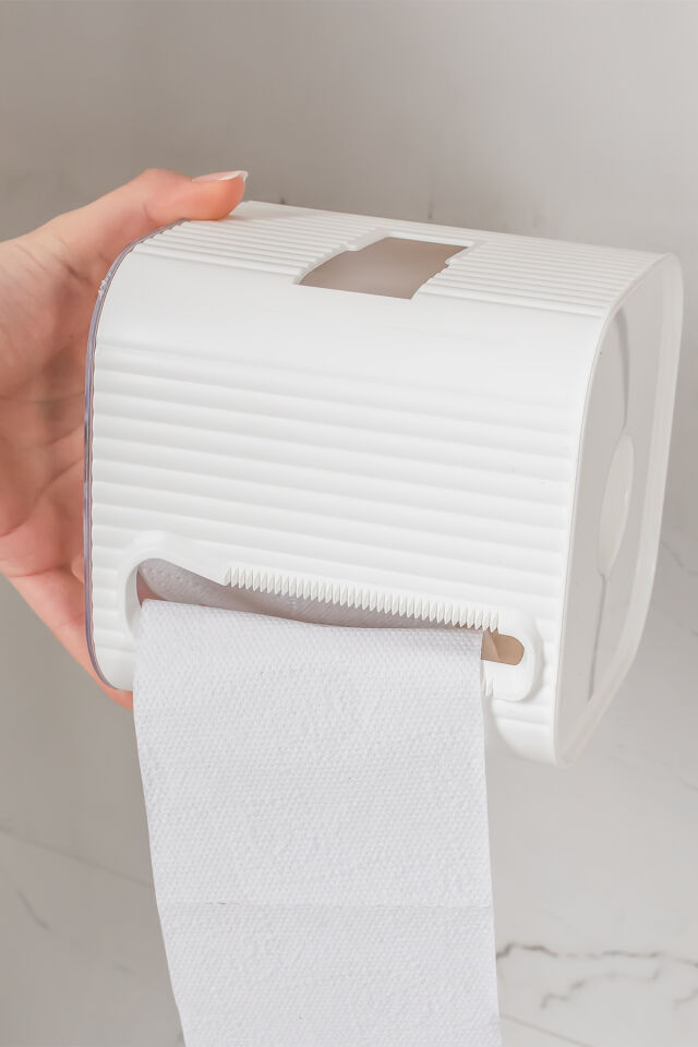 Porsima 2li Banyo Seti Yapışkanlı Banyo Tuvalet Kağıtlığı Tuvalet Fırçası Peçetelik Tuvalet Fırçalığı Beyaz Gri