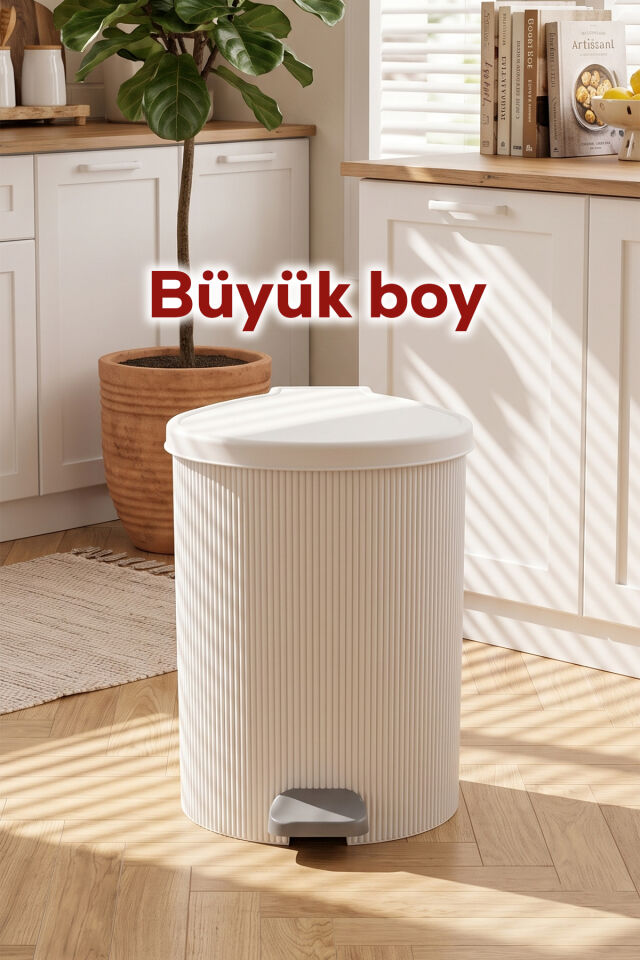 Porsima 0709-1 Stil 3lü Yuvarlak Pedallı İçi Kovalı Çöp Kovası Seti - Banyo Mutfak Çöp Kovası Takımı Beyaz