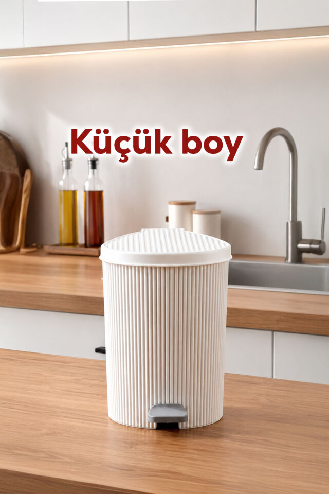 Porsima 0709-1 Stil 3lü Yuvarlak Pedallı İçi Kovalı Çöp Kovası Seti - Banyo Mutfak Çöp Kovası Takımı Beyaz