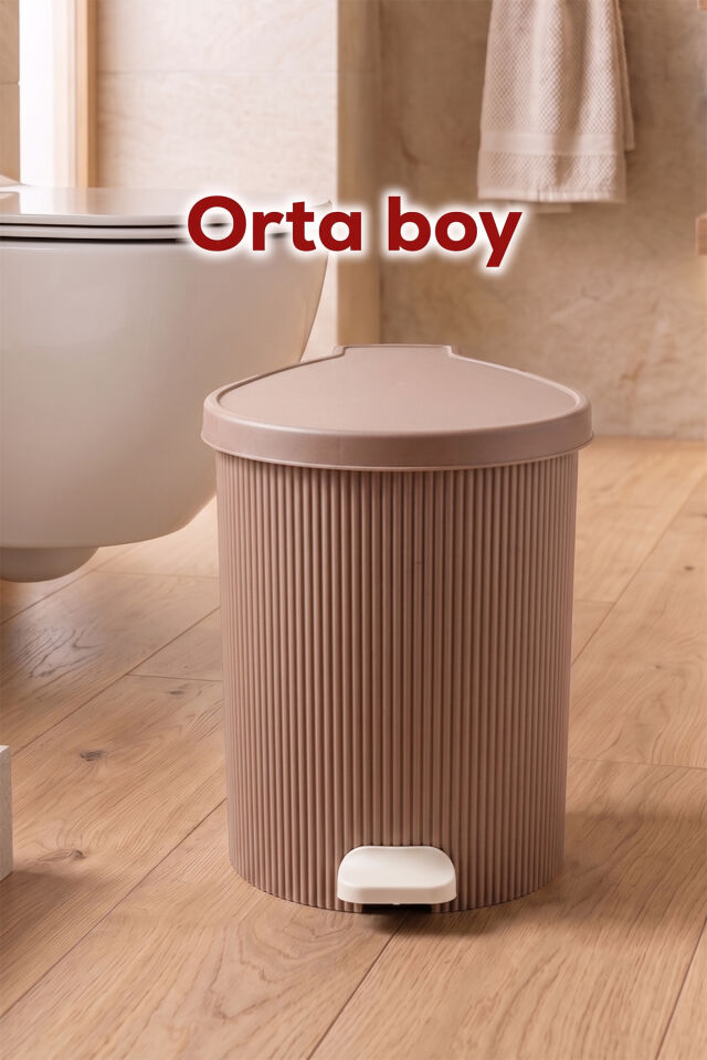 Porsima 0709-2 Stil 3lü Yuvarlak Pedallı İçi Kovalı Çöp Kovası Seti - Banyo Mutfak Çöp Kovası Takımı Mokka