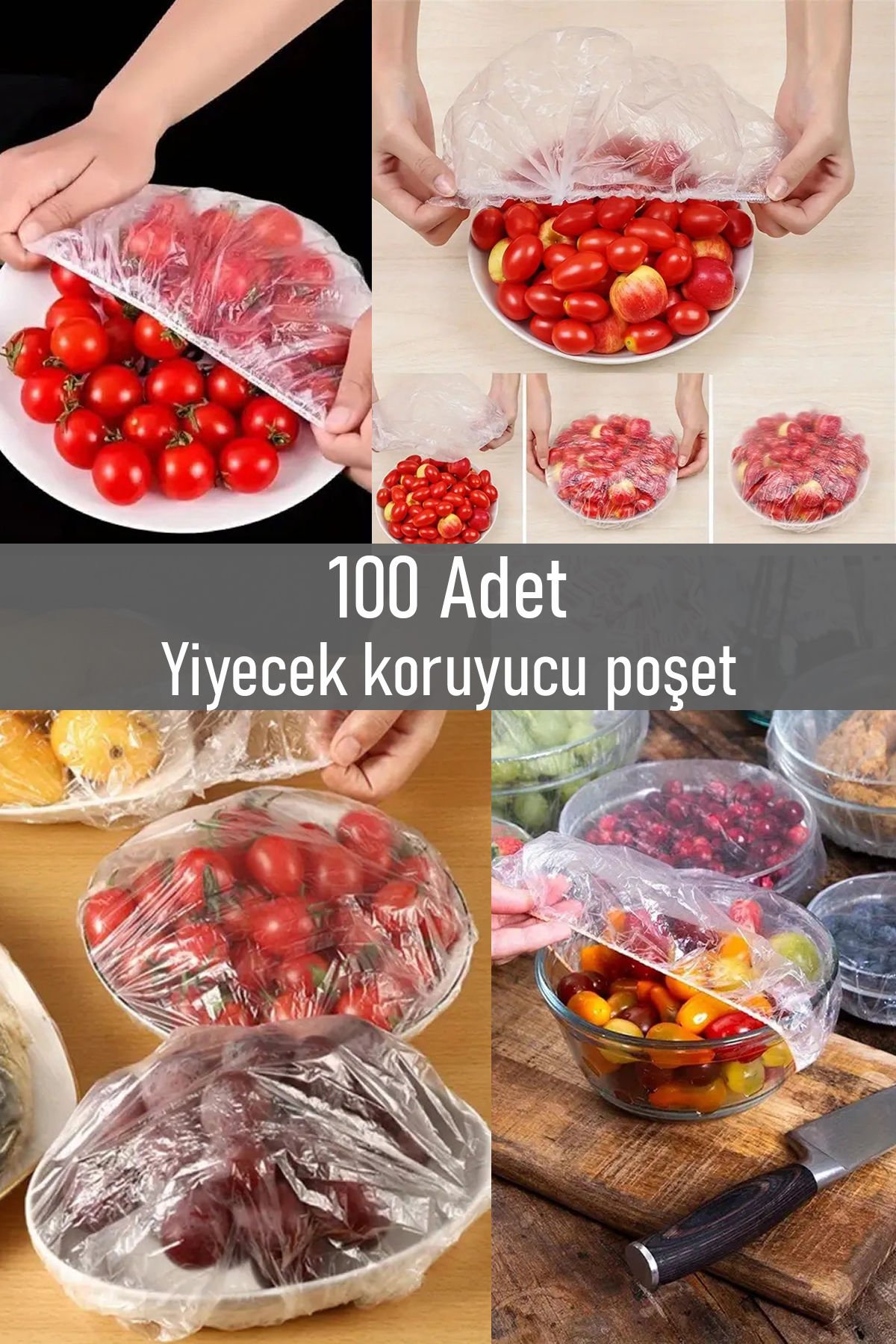 Porsima 100 Adet Tek Kullanımlık Gıda Koruyucu Lastikli Tazeliği Koruyan Tencere Tabak Gıda Koruyucu Çok Amaçlı Kapak Gıda Bonesi