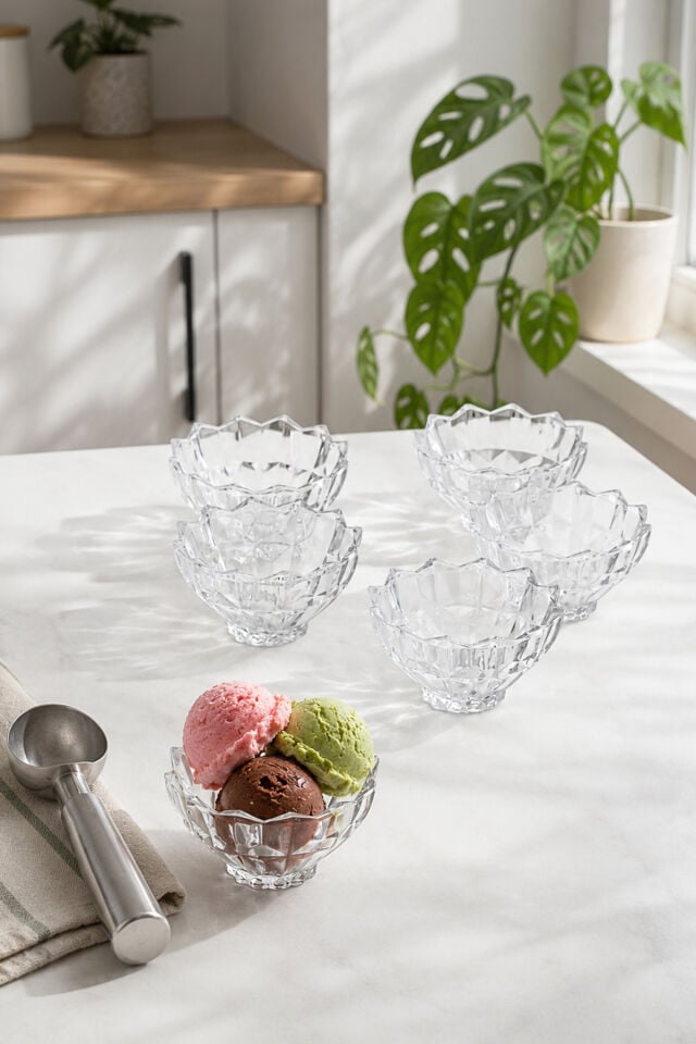 Porsima RYGX077 Torina 6lı Cam Kase Puding Tatlı Ve Dondurma Kasesi Kahvaltılık Kase Seti Çerez Kasesi 200ml