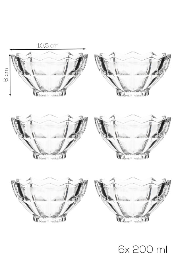Porsima RYGX077 Torina 6lı Cam Kase Puding Tatlı Ve Dondurma Kasesi Kahvaltılık Kase Seti Çerez Kasesi 200ml