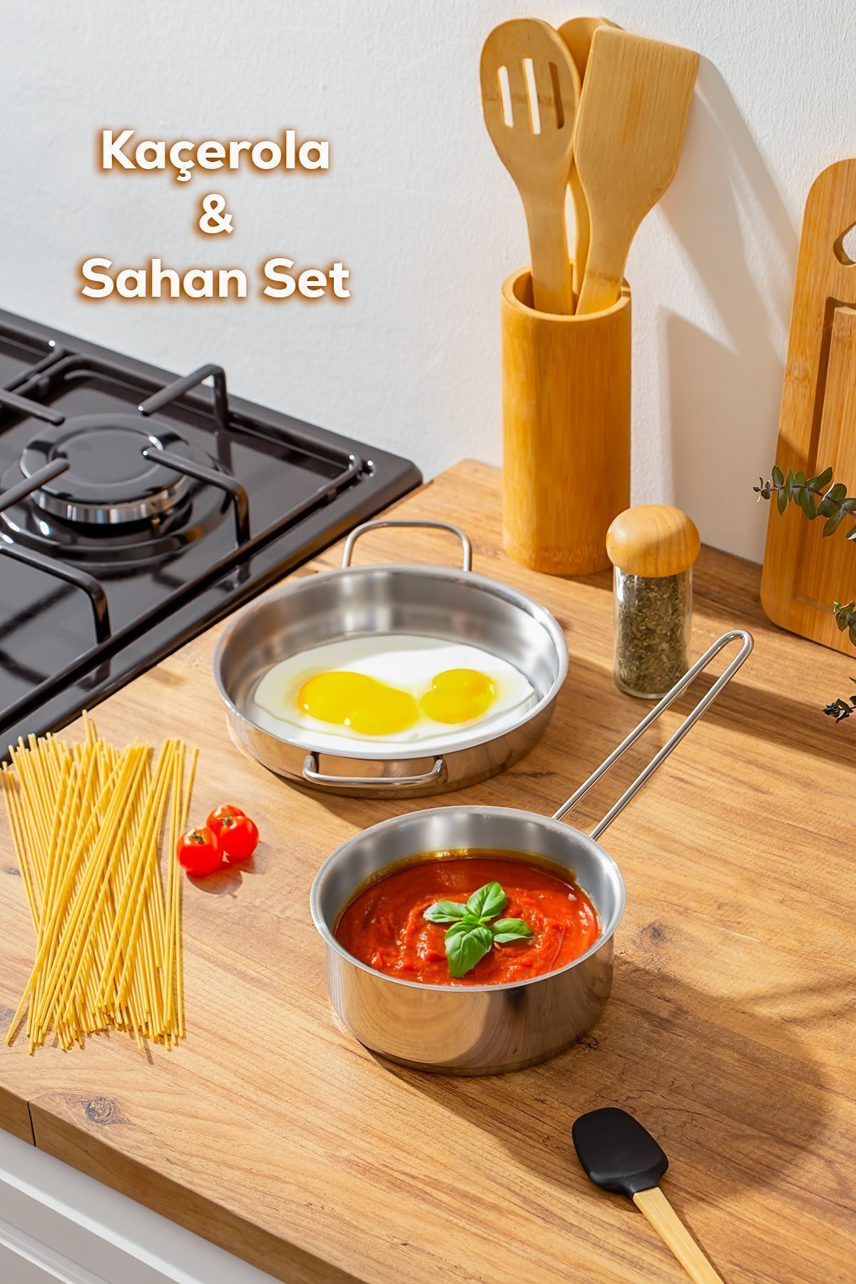 Porsima 2 Li Paslanmaz Çelik Kaçerola Ve Sahan Seti Sos Tavası