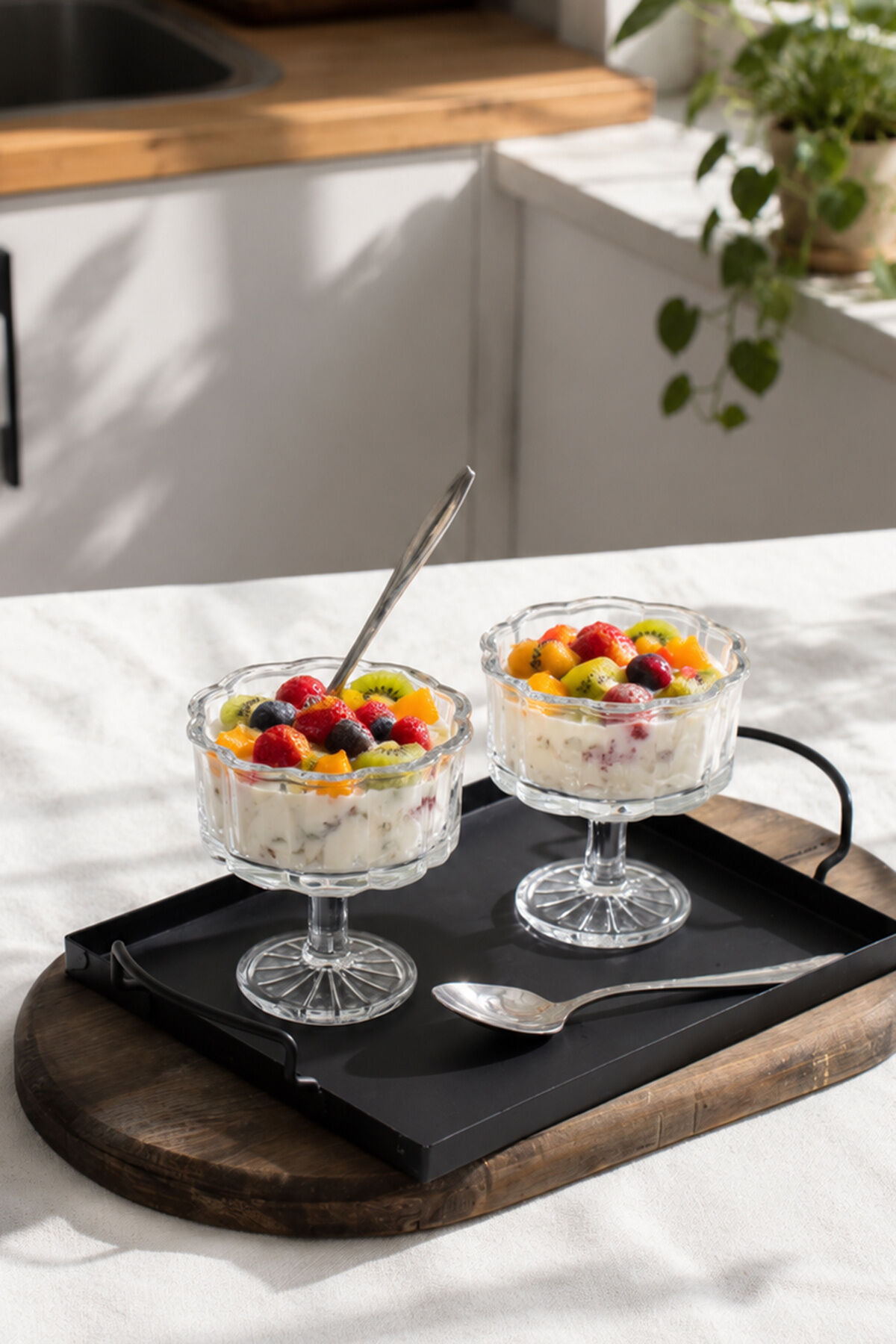 Porsima RYGX080 Reflela 6lı Ayaklı Cam Kase Puding Tatlı Ve Dondurma Kasesi Lokumluk Şekerlik Kase Seti Çerez Kasesi 250ml