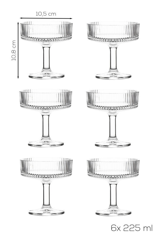 Porsima RYGK0072/6 Clara 6lı Ayaklı Cam Kase Puding Tatlı Ve Dondurma Kasesi Lokumluk Şekerlik Kase Seti Çerez Kasesi 225ml