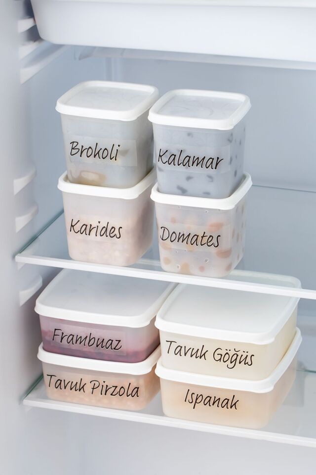 Porsima 02 Çok Amaçlı Etiketli Derin Dondurucu Saklama Kabı 8'li Beyaz