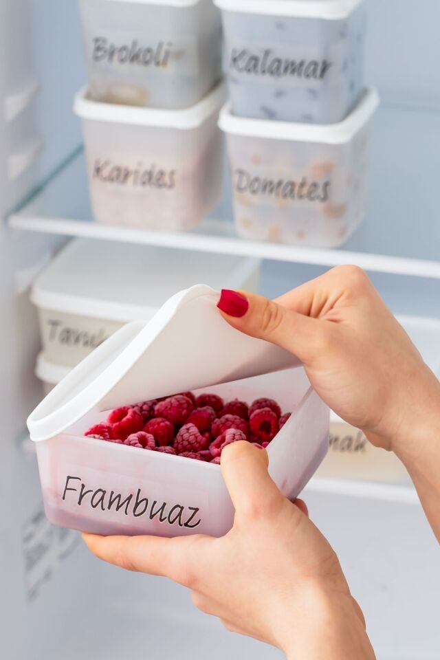 Porsima 02 Çok Amaçlı Etiketli Derin Dondurucu Saklama Kabı 8'li Beyaz