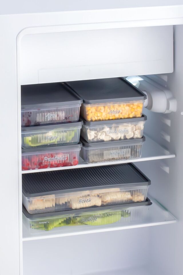 Porsima 1101 12li Etiketli Buzdolabı Organizer Mikrodalga Ve Derin Dondurucuya Uygun Buzluk Saklama Kabı-2lt