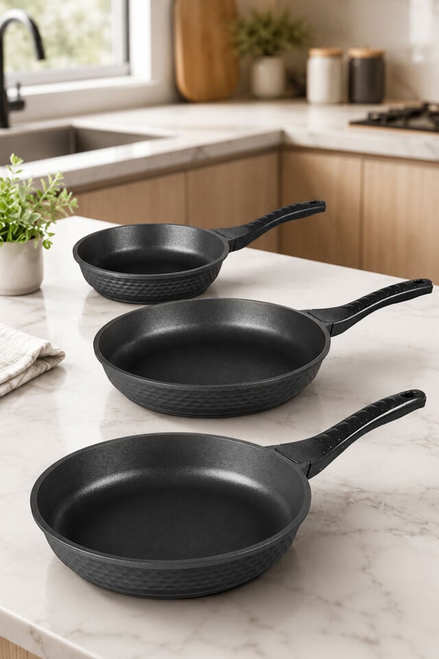 Kahramanlar 3560 Motto 3lü Döküm Tava Seti 20-24-28cm