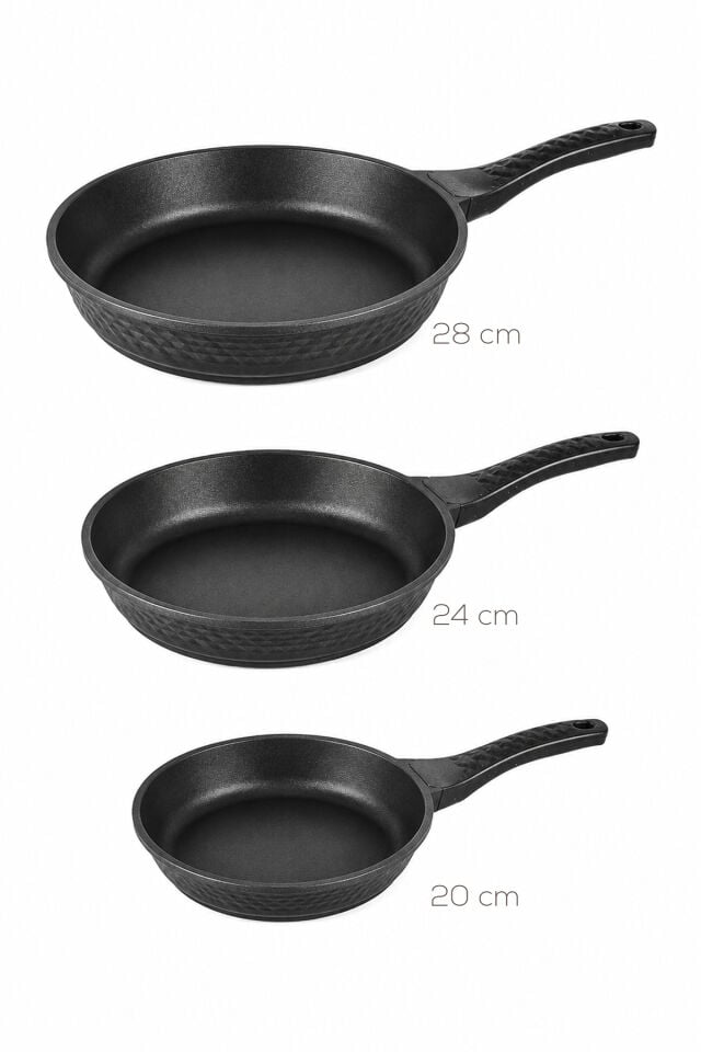 Kahramanlar 3560 Motto 3lü Döküm Tava Seti 20-24-28cm