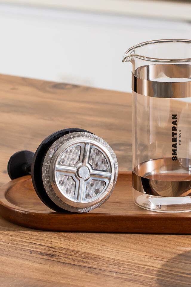 Porsima Smartpan BV008 French Press Paslanmaz Çelik Süzgeçli Cam Bitki Çayı Demliği Kahve Presi - 350 Ml