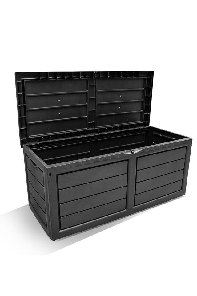 Porsima 320 LT Tekerlekli Kilitli Bahçe Depolama Sandığı Siyah