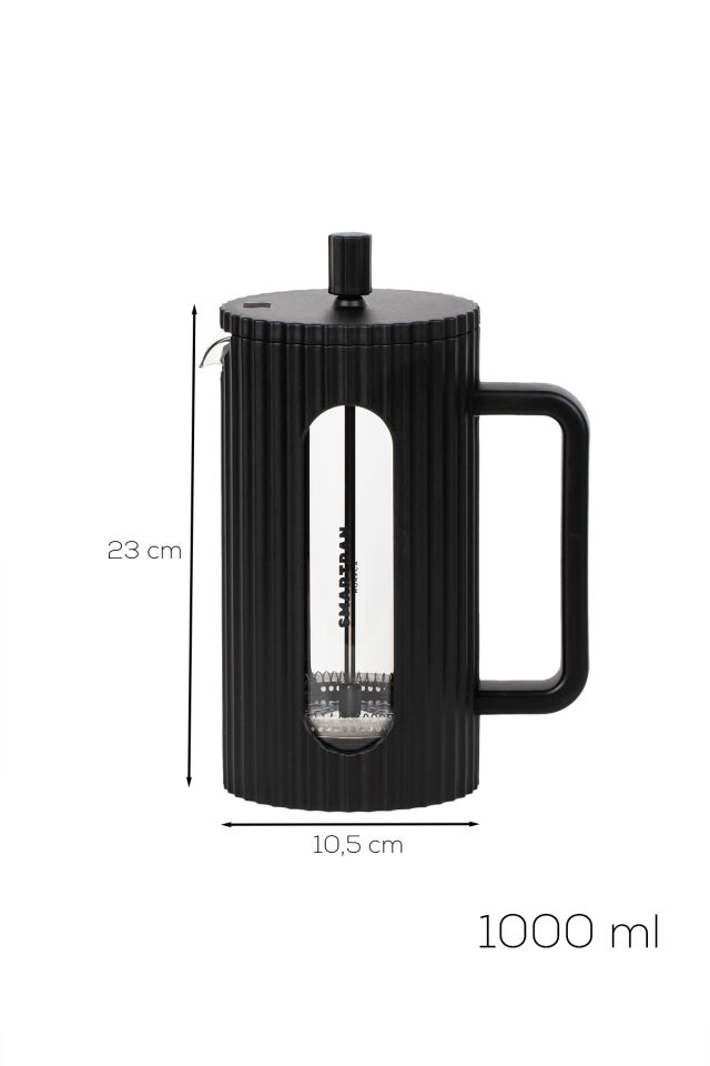 Porsima Smartpan BV093 French Press Paslanmaz Çelik Süzgeçli Cam Bitki Çayı Demliği Kahve Presi - 1000 Ml