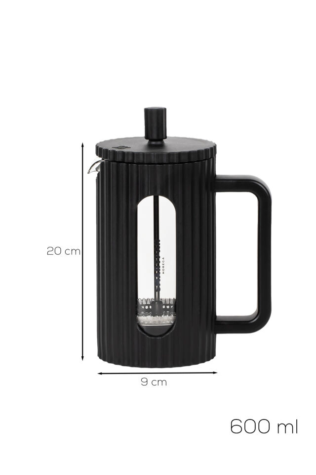 Porsima Smartpan BV093 French Press Paslanmaz Çelik Süzgeçli Cam Bitki Çayı Demliği Kahve Presi - 600 Ml
