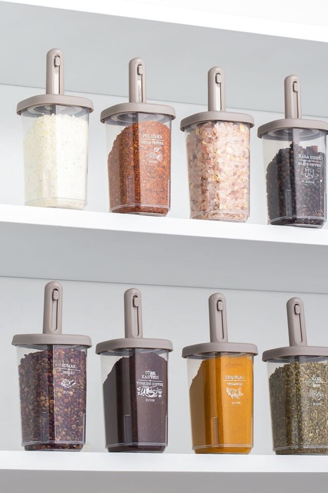 Porsima 1105 Kaşıklı 14'lü Baharatlık Seti Yağdanlıklı Cappuccino