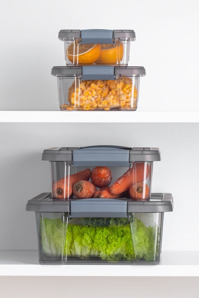 Porsima 466 4'lü Çok Amaçlı Dikdörtgen Sızdırmaz Kapaklı Gıda Erzak Saklama Kabı Seti