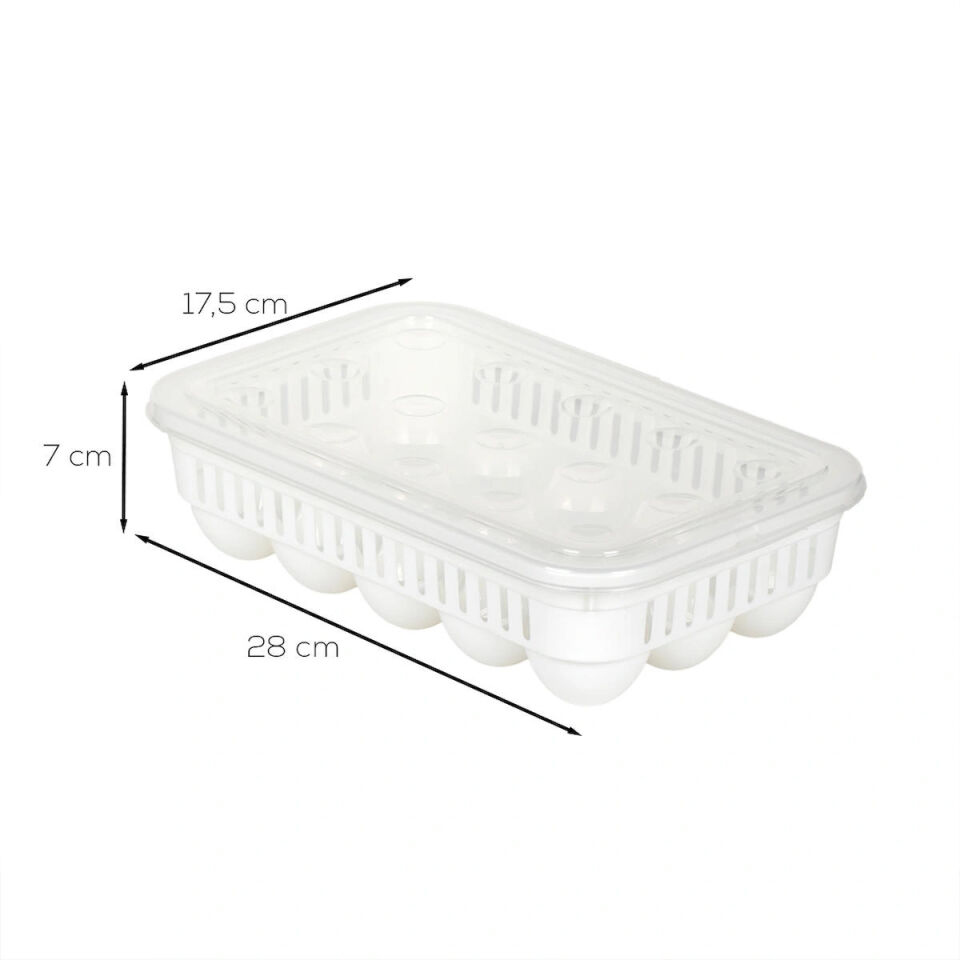 Porsima VC-722 Peggy 15 Bölmeli Kapaklı Yumurta Kutusu Yumurtalık Buzdolabı Organizeri Saklama Kabı