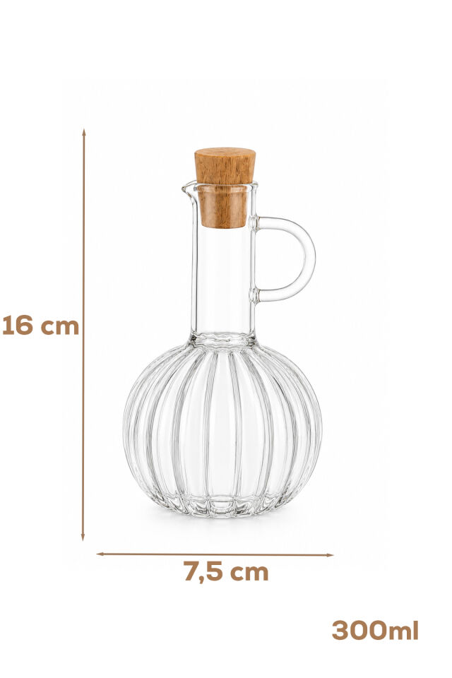 Porsima LM-0010 Breze Mantar Kapaklı Borosilikat Cam Yağlık Sirkelik Yağdanlık 300ml