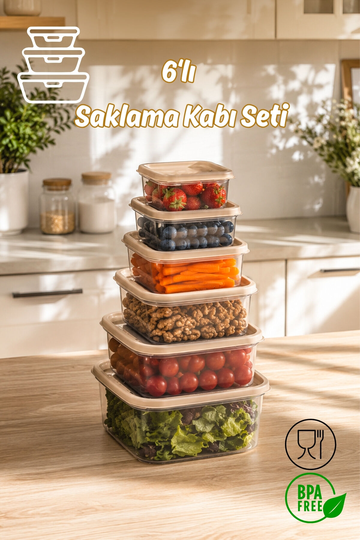 Porsima SA-645-4 6 Adet 12 Parça Derin Dondurucu Mikrodalga Saklama Kabı - Çok Amaçlı Erzak Saklama Kabı Seti