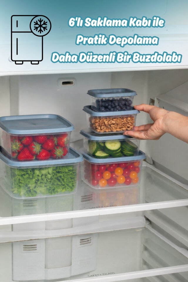 Porsima SA-645-2 6 Adet 12 Parça Derin Dondurucu Mikrodalga Saklama Kabı - Çok Amaçlı Erzak Saklama Kabı Seti