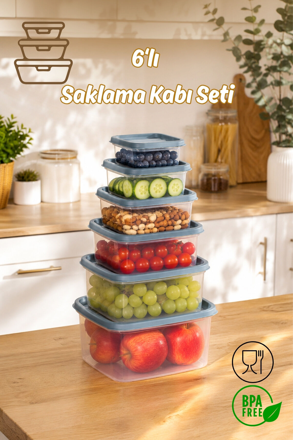 Porsima SA-645-2 6 Adet 12 Parça Derin Dondurucu Mikrodalga Saklama Kabı - Çok Amaçlı Erzak Saklama Kabı Seti