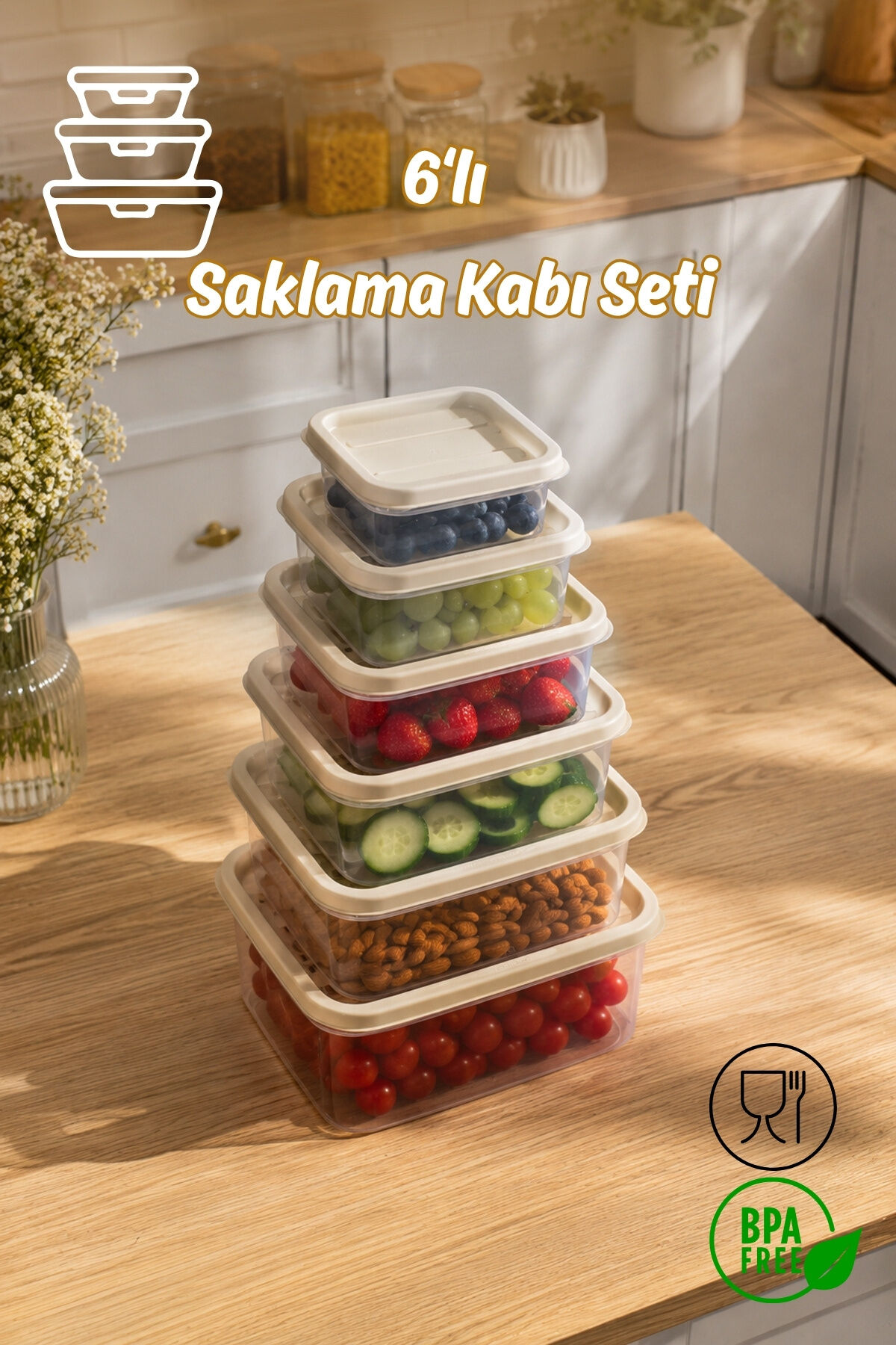 Porsima SA-645 6 Adet 12 Parça Derin Dondurucu Mikrodalga Saklama Kabı - Çok Amaçlı Erzak Saklama Kabı Seti