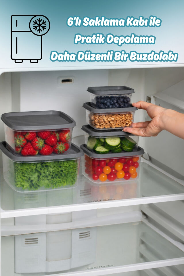 Porsima SA-645-3 6 Adet 12 Parça Derin Dondurucu Mikrodalga Saklama Kabı - Çok Amaçlı Erzak Saklama Kabı Seti