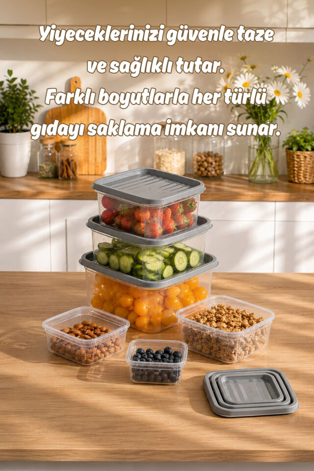 Porsima SA-645-3 6 Adet 12 Parça Derin Dondurucu Mikrodalga Saklama Kabı - Çok Amaçlı Erzak Saklama Kabı Seti