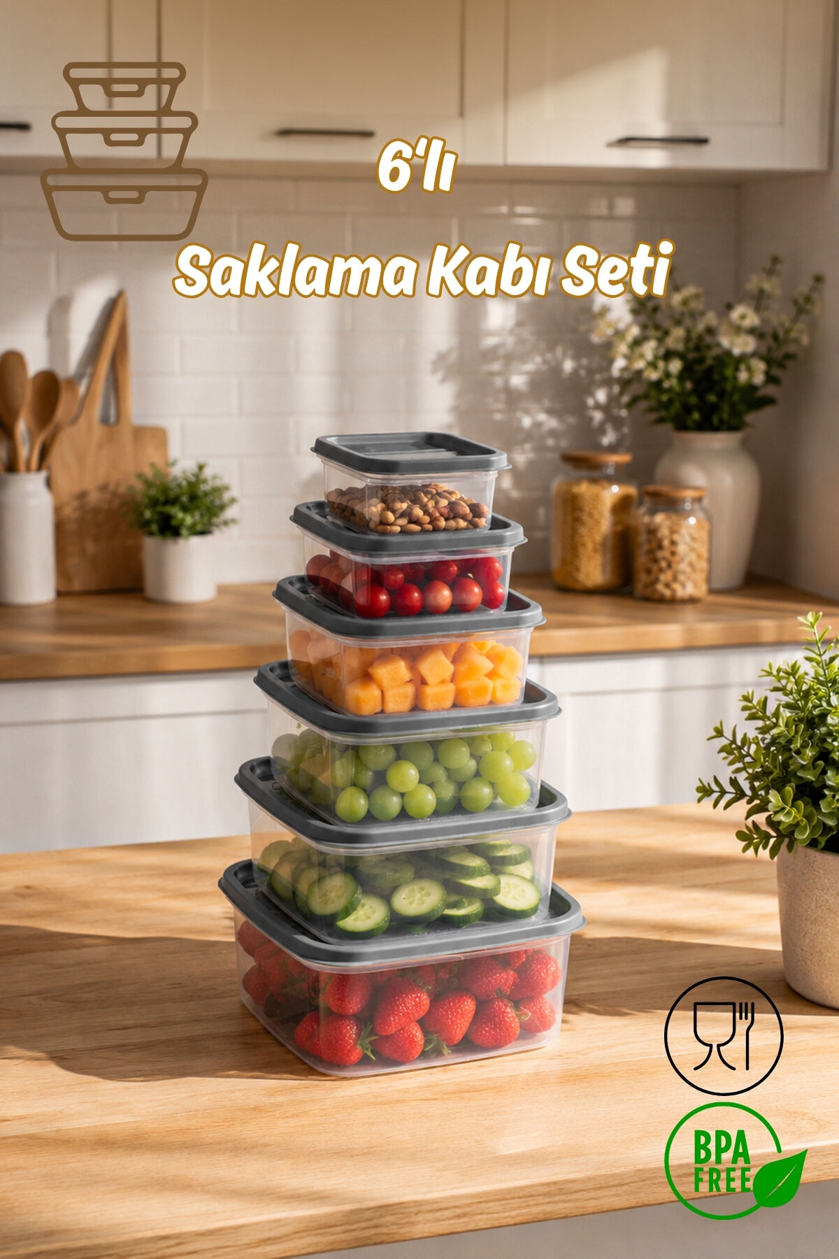 Porsima SA-645-3 6 Adet 12 Parça Derin Dondurucu Mikrodalga Saklama Kabı - Çok Amaçlı Erzak Saklama Kabı Seti