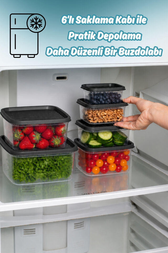 Porsima SA-645-5 6 Adet 12 Parça Derin Dondurucu Mikrodalga Saklama Kabı - Çok Amaçlı Erzak Saklama Kabı Seti