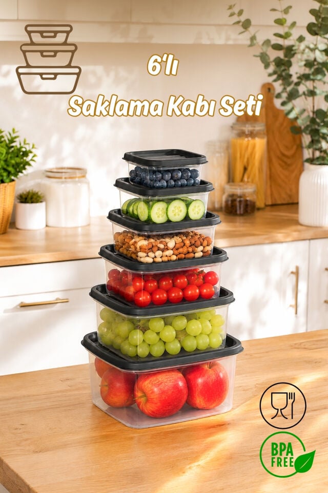 Porsima SA-645-5 6 Adet 12 Parça Derin Dondurucu Mikrodalga Saklama Kabı - Çok Amaçlı Erzak Saklama Kabı Seti