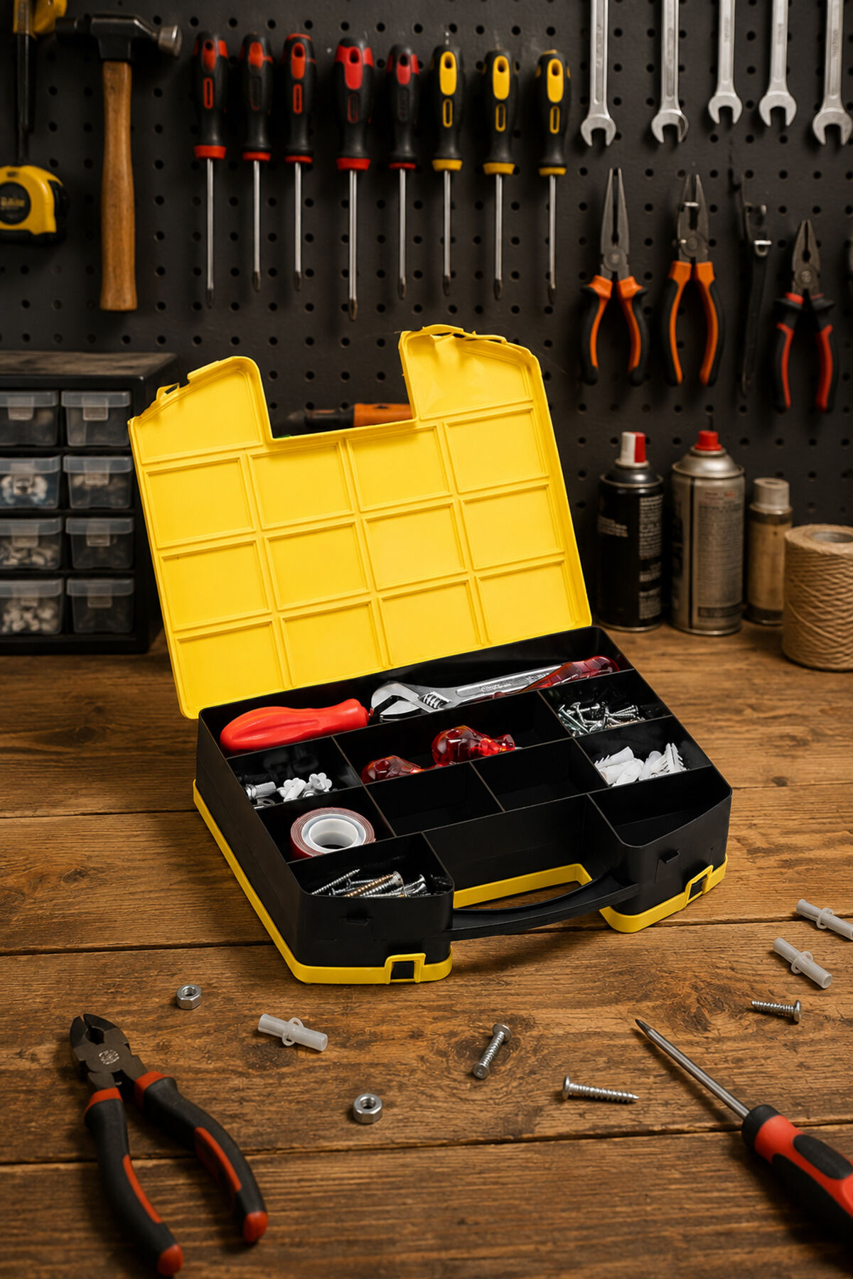 Porsima L-00560 Combo Takım Çantası Çift Taraflı Çok Bölmeli Organizer - Balıkçı Terzi Dişçi Pastane Organizer Kutu