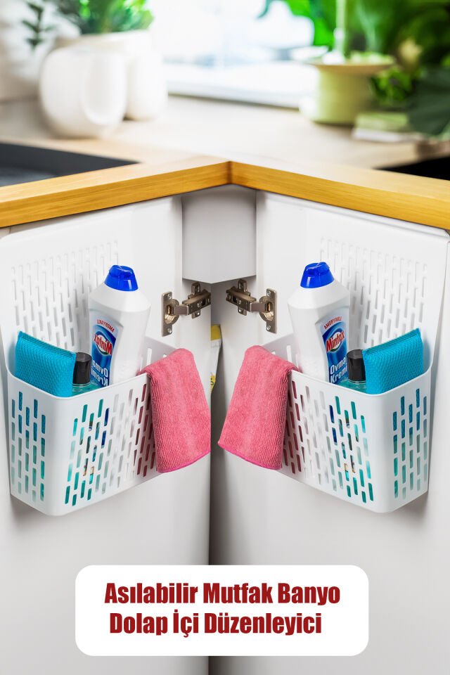 Porsima Org-52 Asılabilir Mutfak Banyo Dolap İçi Düzenleyici Organizer Deterjanlık - Beyaz