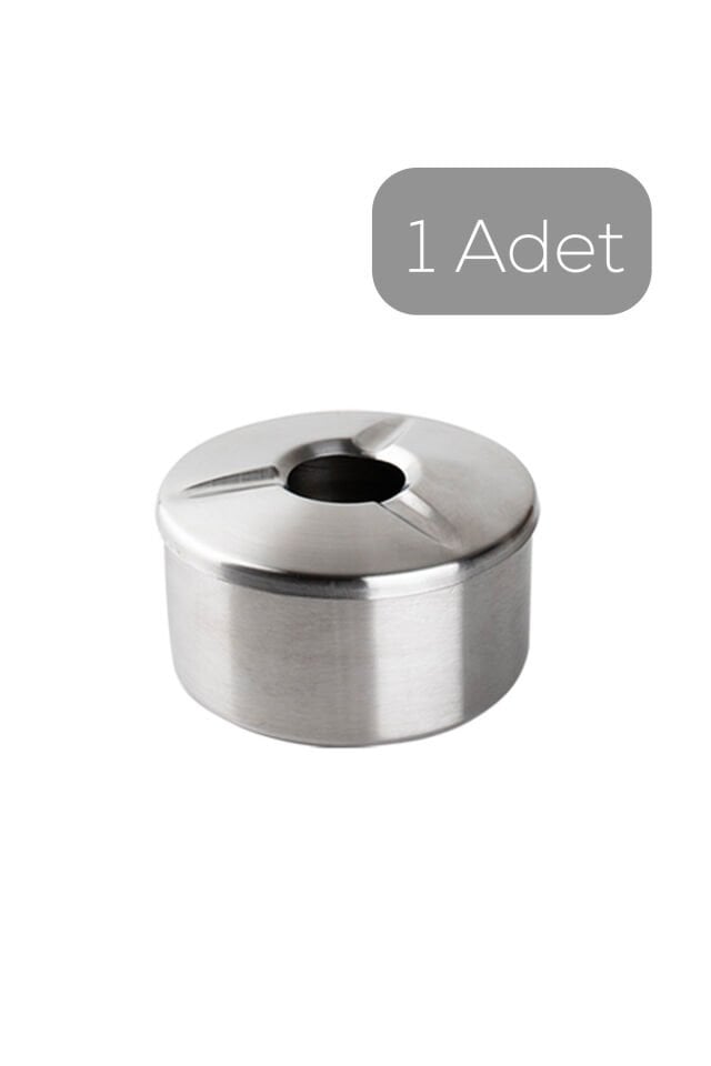 Porsima Paslanmaz Çelik Metal Kül Tablası - Kapaklı Rüzgar Geçirmez Küllük