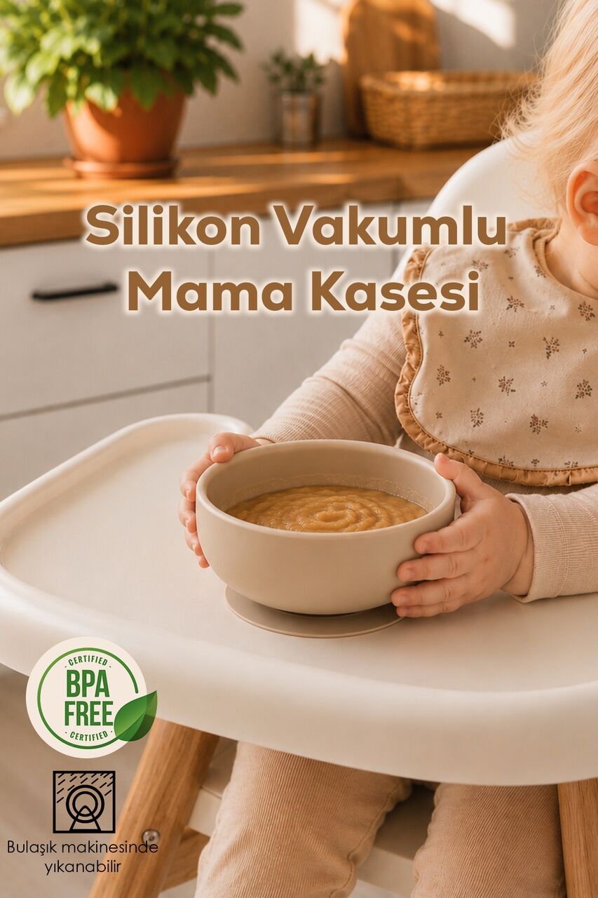 Porsima 34004-1 Silikon Vakumlu 300ml Mama Kasesi Krem