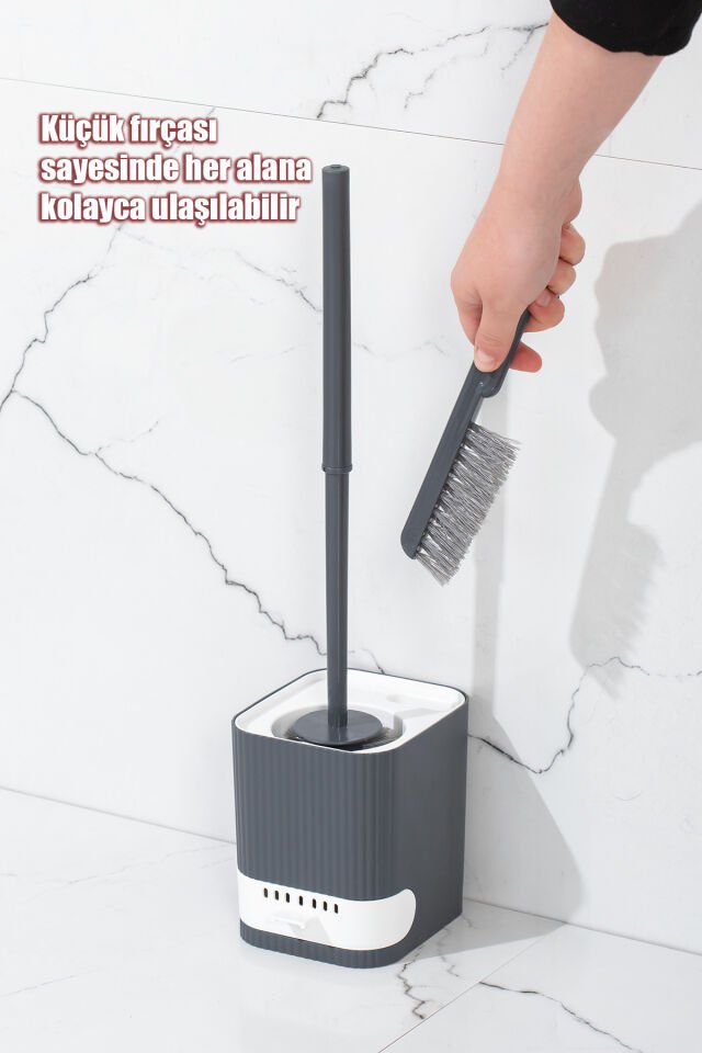 Porsima 2027 Pratik Tuvalet Fırçalığı Banyo Tuvalet Fırçası Antrasit