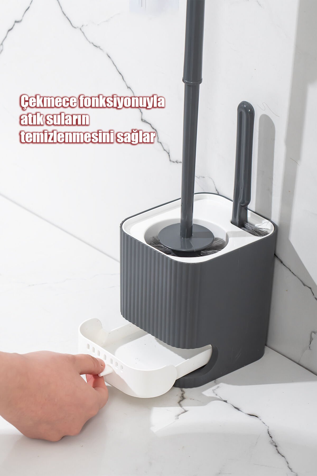 Porsima 2027 Pratik Tuvalet Fırçalığı Banyo Tuvalet Fırçası Antrasit