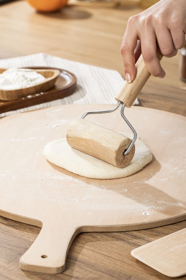 Porsima 366 Ahşap Saplı Rulo Merdane, Oklava, Ahşap Spatula, Pürüzsüz Oklava Pizza Börek Açma