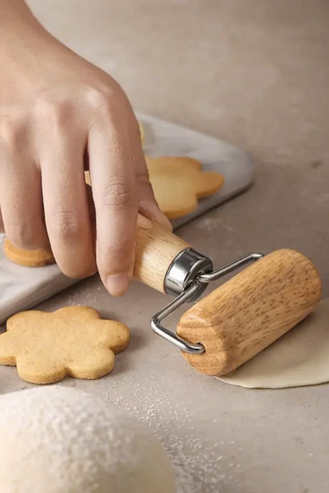 Porsima 366 Ahşap Saplı Rulo Merdane, Oklava, Ahşap Spatula, Pürüzsüz Oklava Pizza Börek Açma