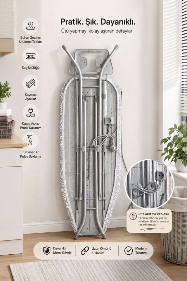 Perilla 9995 Iron Kol Ütüleme Aparatlı Ütü Masası 41*148 cm