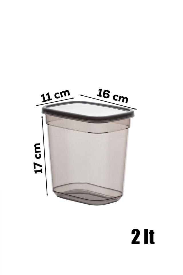 Porsima 2047 Etiketli Kapaklı Dikdörtgen Çok Amaçlı Gıda Erzak Saklama Kabı Seti 2 L 12'li