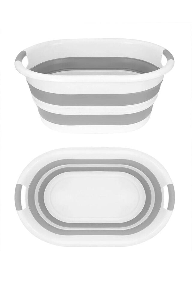 Porsima LA-550 Katlanabilir Çamaşır Sepeti Akordiyon Katlanır Sele Sepet Silikon Çamaşır Sepeti 26Lt